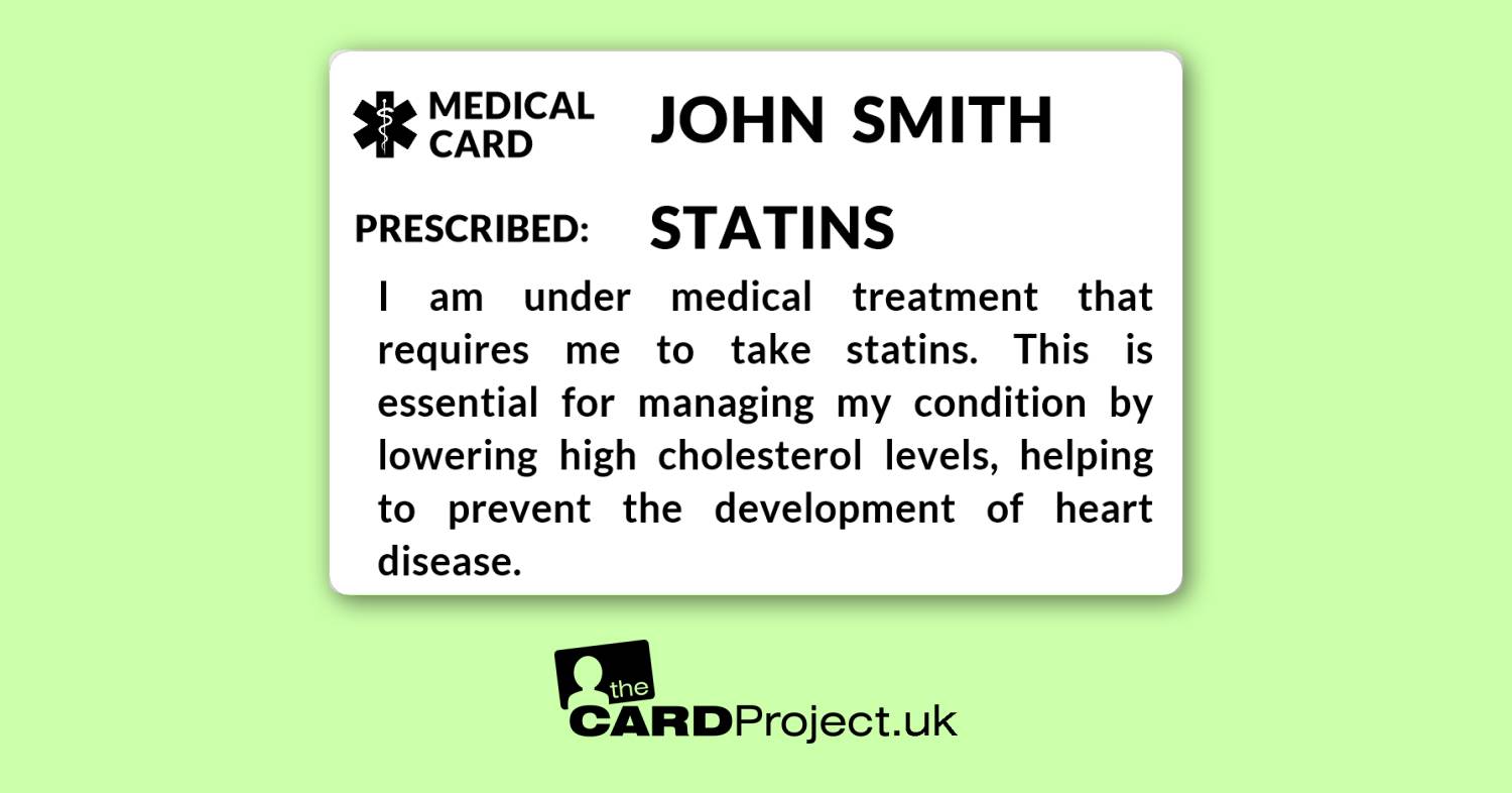 Statin Medicine Alert Mono ID Card  (FRONT)